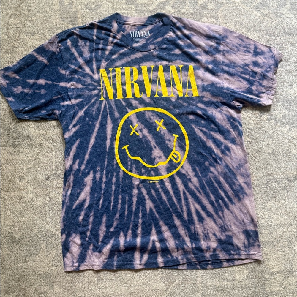 Custom Tie-Dyed NIRVANA Blue and Purple Band Tee
